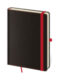 Notebook Black Red L lined - Format: 145 x 205 mm /br Content: 192 Pages /br Lined notebook /br Paper grammage: 100 gr/br Practical paper pocket /br Pen holder /br 3 pages of stickers /br Design of stickers may vary