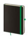 Notebook Black Green L dot grid - Format: 145 x 205 mm /br Content: 192 Pages /br Dot grid notebook /br Paper grammage: 100 gr/br Practical paper pocket /br Pen holder /br 3 pages of stickers /br Design of stickers may vary