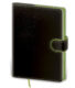 Notebook Flip L blank black/green - Format: 143 x 205 mm /br Content: 192 Pages /br Blank notebooks /br Paper grammage: 80 g/br Pen holder /br Refill notebook