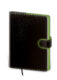Notebook Flip L dot grid black/green - Format: 143 x 205 mm /br Content: 192 Pages /br Dot grid notebooks /br Pen holder /br Refill notebook