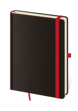Notebook Black Red L lined  (BB424-1)