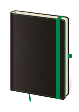 Notebook Black Green L lined  (BB424-3)