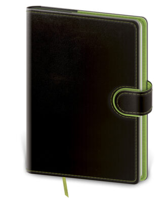 Notebook Flip L blank black/green  (BFL421-3)