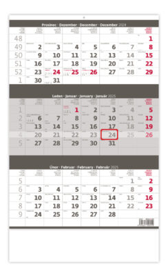 Tříměsíční kalendář šedý  (N204-25)