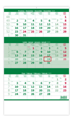Tříměsíční kalendář zelený  (N206-25)