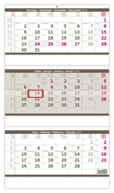 Tříměsíční skládaný kalendář šedý  (N207-25)