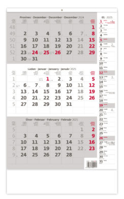 Tříměsíční kalendář šedý s poznámkami  (N210-25)