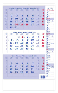 Tříměsíční kalendář modrý s poznámkami  (N211-25)